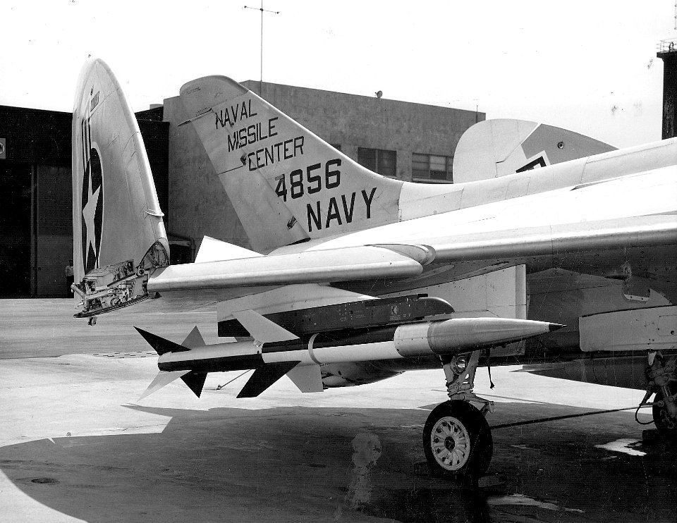 Sparrow missile on F4D Skyray at Point Mugu c1961
