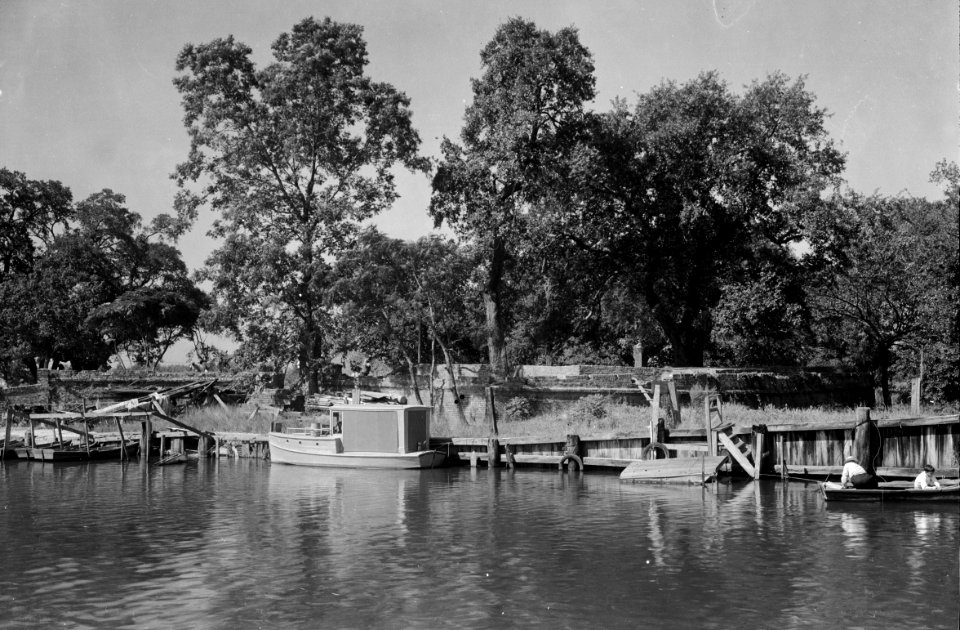Spanish Fort Bayou with Boats New Orleans 1934