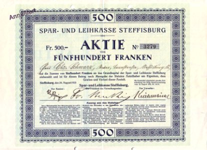 Spar- und Leihkasse Steffisburg 1923