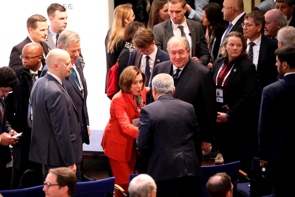 Speaker of the United States House of Representatives Nancy Pelosi arrives at the conference hall (49556468608)