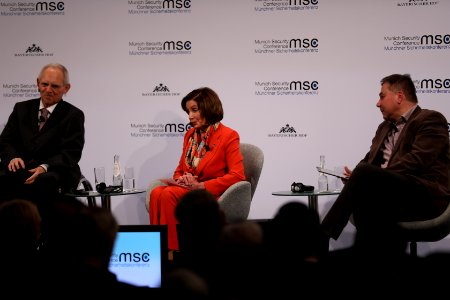 Speaker of the United States House of Representatives Nancy Pelosi takes part in the panel on Defending the West (49556463718)