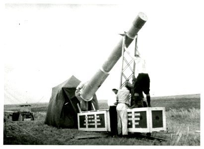 Special camera designed by I. C. Gardner for photographing the solar eclipse in Siberia, Russia, 1936 photo