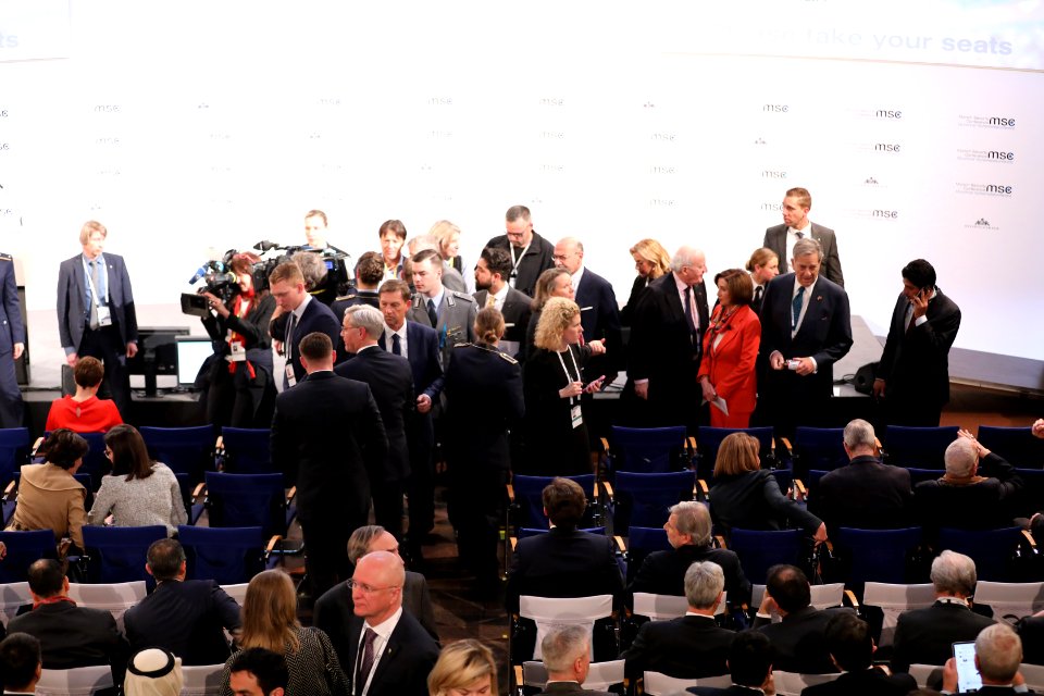 Speaker of the United States House of Representatives Nancy Pelosi arrives at the conference hall (49556965431)