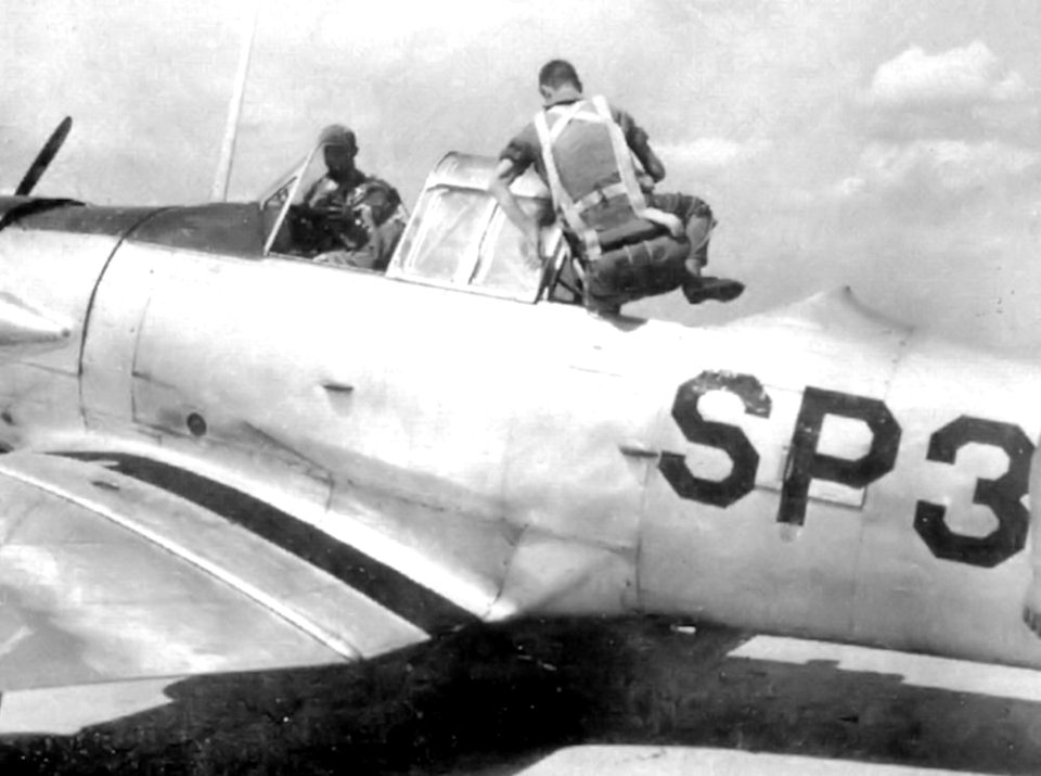 Spence Army Airfield - AT-6 Texan with student and instructor