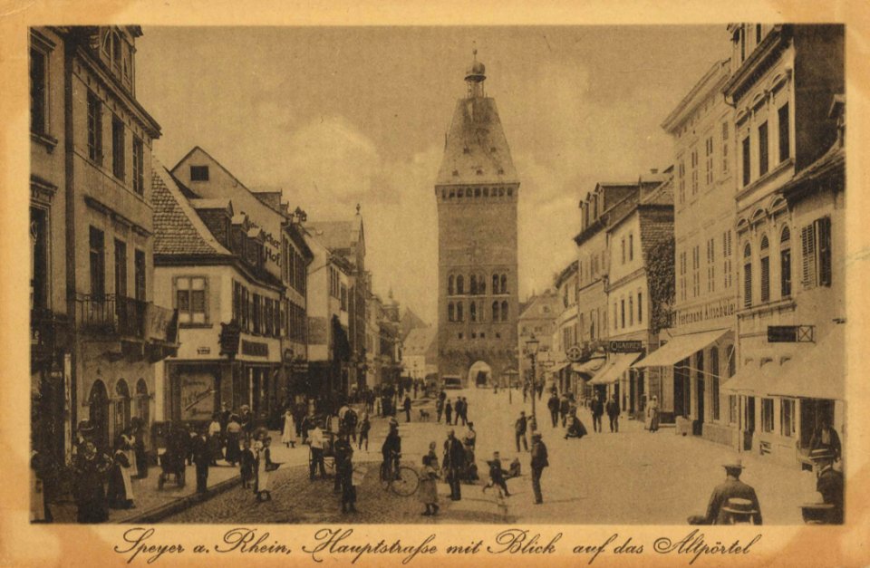Speyer, Rheinland-Pfalz - Hauptstraße mit Blick auf das Altpörtel (Zeno Ansichtskarten)
