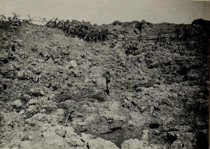 Sprengtrichter am Kopf 363 südlich von Gebrow, (Feldwachabteilung) aufgenommen, 280 Schritte von den russischen Stellungen ebtfernt, aufgenommen am 3.VI. 1916 (BildID 15542037)
