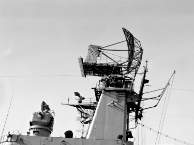 SPS-2 antenna aboard USS Northampton (CLC-1) c1954