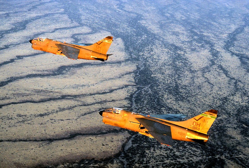 112th Tactical Fighter Squadron A-7D Corsair IIs in formation