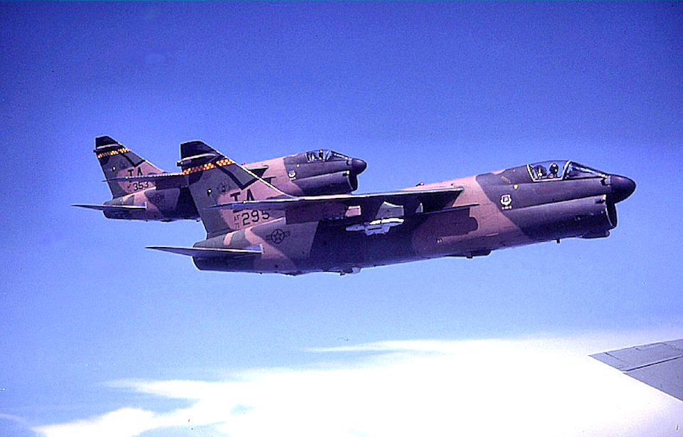 124th Tactical Fighter Squadron A-7D Corsair IIs in formation