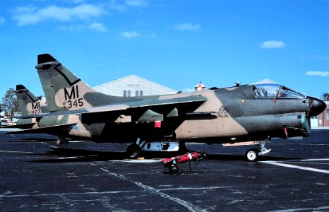 107th Tactical Fighter Squadron A-7D Corsair IIs on flight line