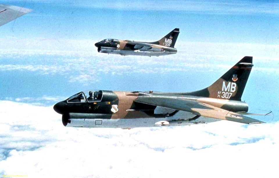 353d Tactical Fighter Squadron A-7D Corsir II 2 aircraft formation