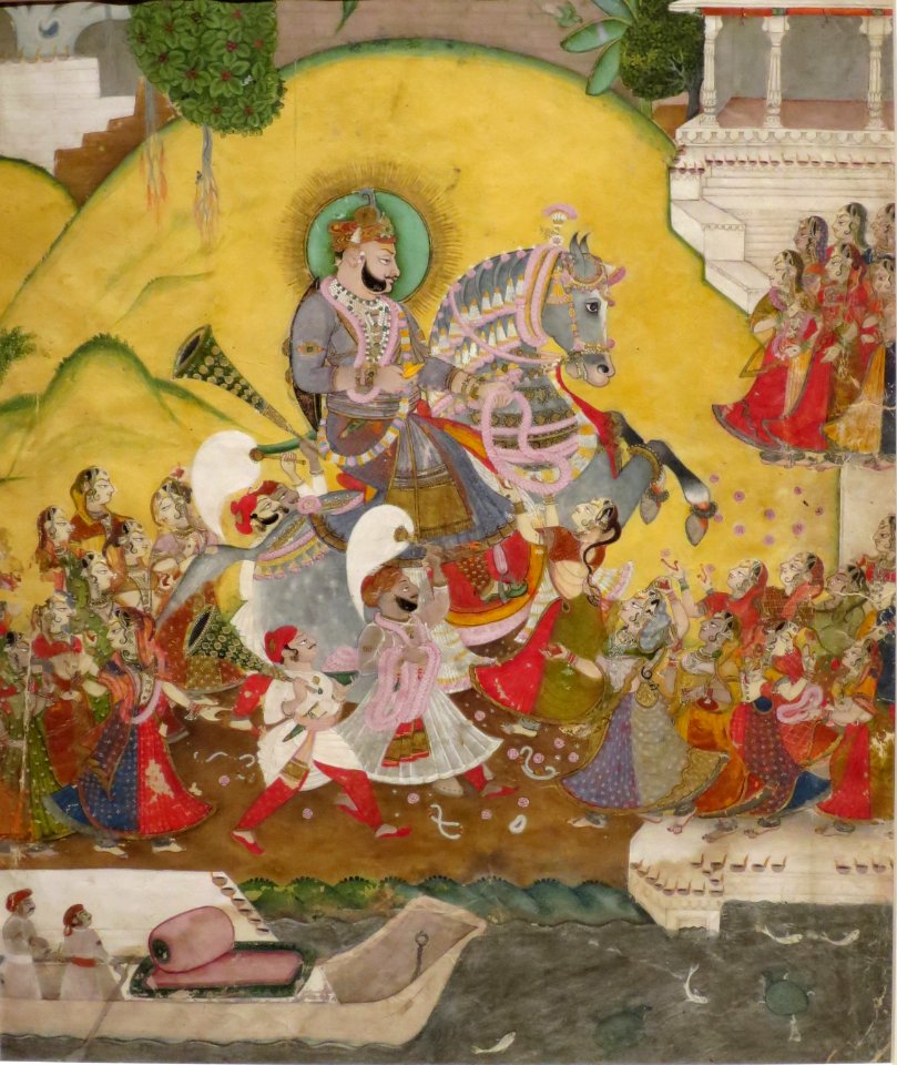 Sri Ram Fidh of Udaipur Celebrating the Ganagaura Festival, watercolor, Honolulu Museum of Art, 10809.1