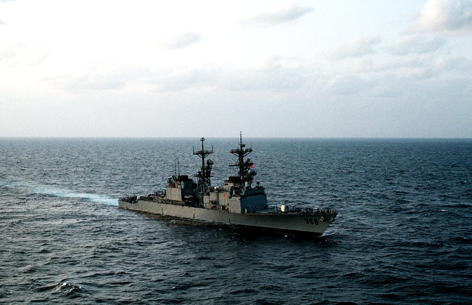 SS ARTHUR W. RADFORD (DD-968) sails off the coast of Saudi Arabia during Operation Red Reef III