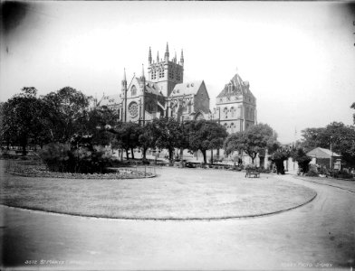 St Mary's Cathedral from Hyde Park, Sydney from The Powerhouse Museum Collection