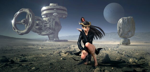 Wasteland composing woman