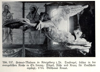 St. Lorenz, Evangelische Pfarrkirche, Taufengel, 1714, Bildhauer Joseph Anton Kraus