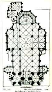 St. Mariä Empfängniskirche in Düsseldorf, 1894 bis 1896, Dombaumeister Ludwig Becker aus Mainz, Grundriss