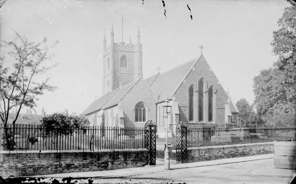 St. Mary's Church, Reading, from the south-east, c. 1875