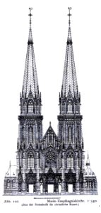 St. Mariä Empfängniskirche in Düsseldorf, 1894 bis 1896, Dombaumeister Ludwig Becker aus Mainz, Vorderansicht