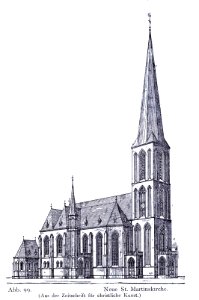 St. Martinskirche in Düsseldorf-Bilk, 1894 bis 1896 erbaut, Architekt Alfred Tepe aus Driebergen bei Utrecht