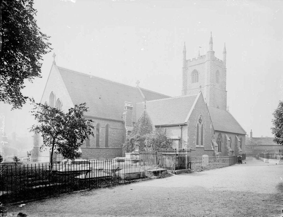 St. Mary's Church, Reading, from the north-east, c. 1875