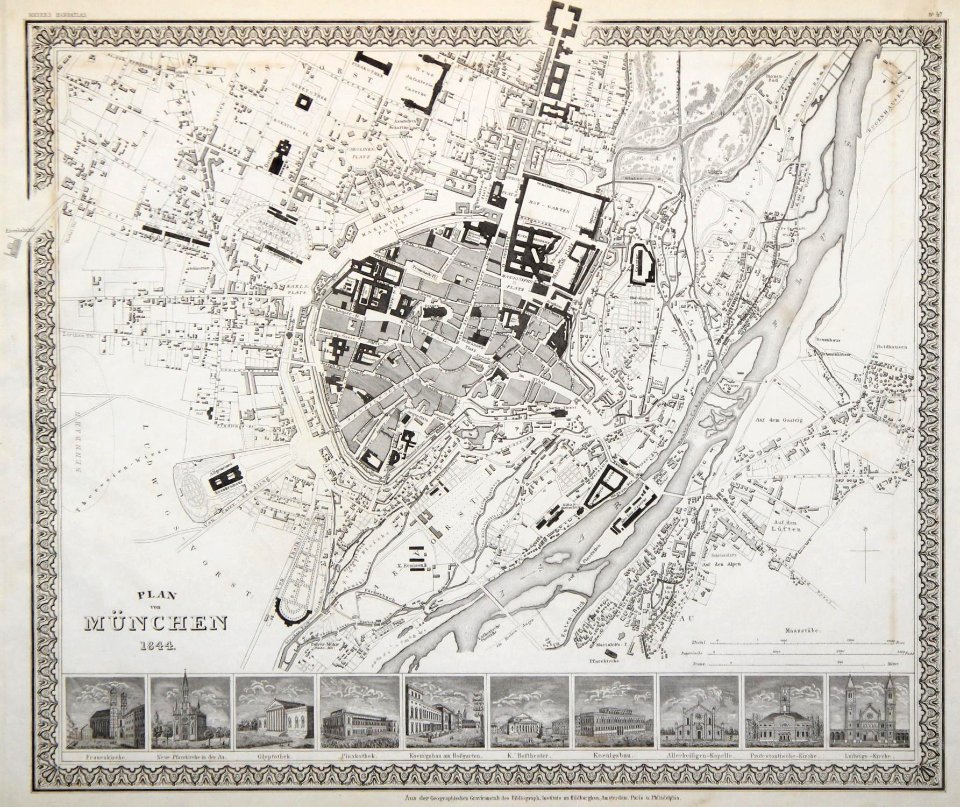 Stadtplan von München 1844