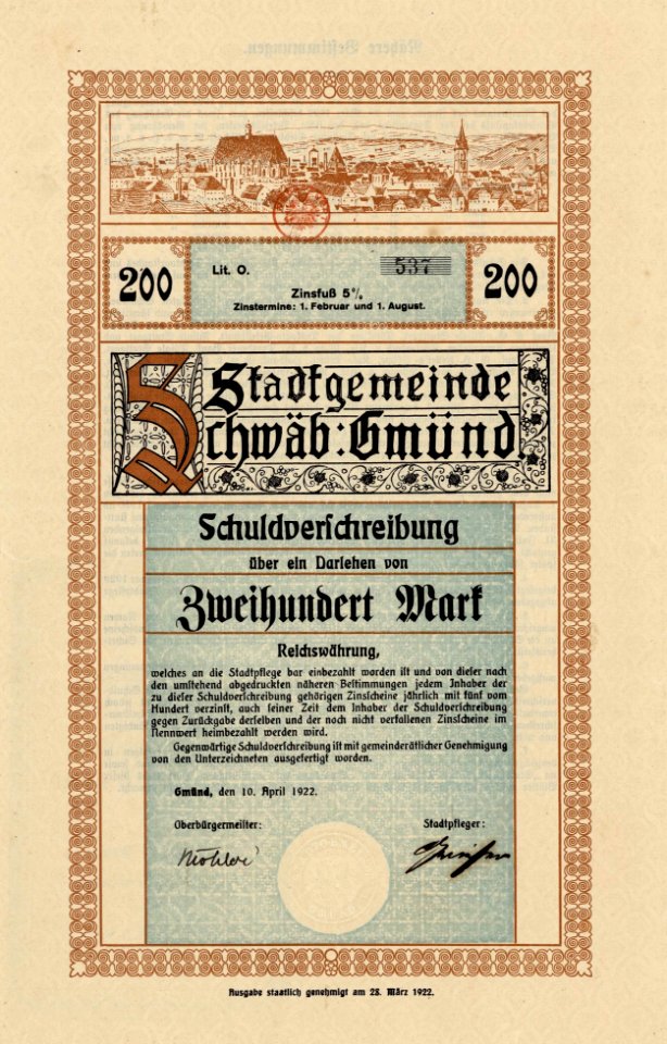 Stadtgemeinde Schwäbisch Gmünd 1922
