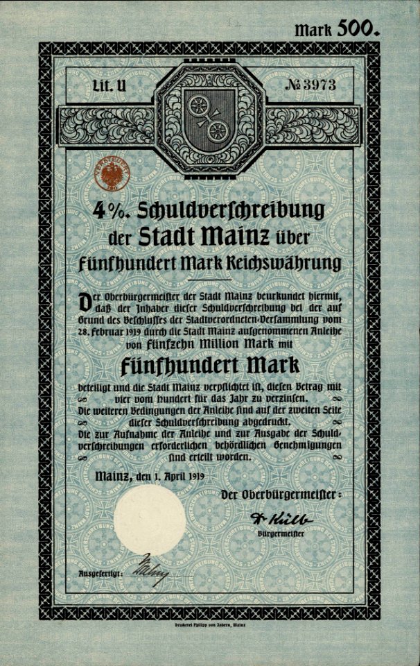 Stadt Mainz 1919