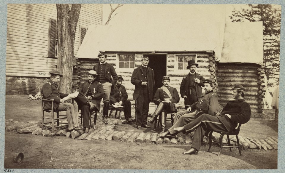Staff officers at headquarters 6th Army Corps near Brandy Station, Va., 1864 LCCN2012649006