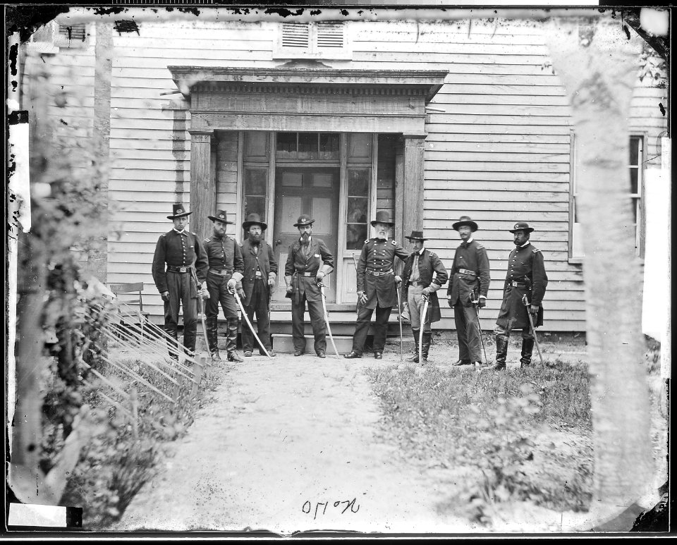 Staff, group of 4th Artillery, 5. Brig. Gen. Edwin V. Sumner, 3. Major Joseph C. Clarke, Jr., 1. Lieut. Alonzo H.... - NARA - 526385