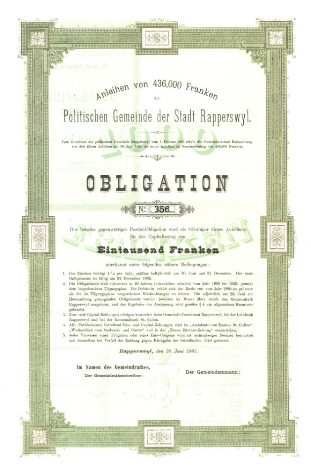 Stadt Rapperswyl 1885