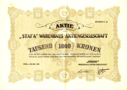 Stafa Warenhaus AG 1923