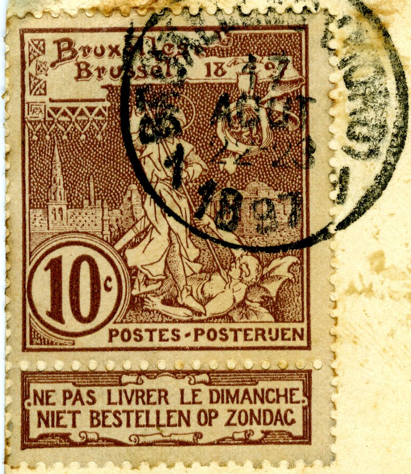 Stamp and Postmark from the Exposition Internationale de Bruxelles (1897)