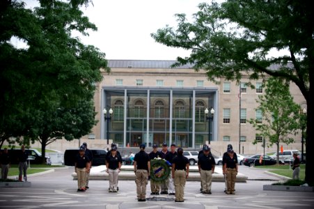 Standing at attention with wreath law enforcement explorers 2 photo