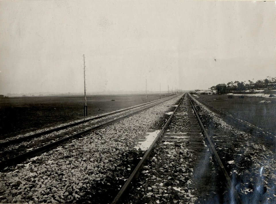 Standpunkt auf dem Bahnkörper östlich der 2.Bahnübersetzung bei Kalisz.Aufnahme gegen Wolbrom. (BildID 15538893)