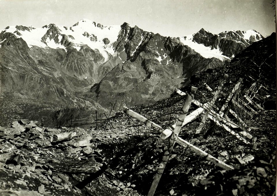 Standpunkt Blick gegen Norden, Monte Vioz, Piz Taviela, Punta San Matteo. Eigene vorgeschobene Feldwache im Val Montozzo. (BildID 15425152)