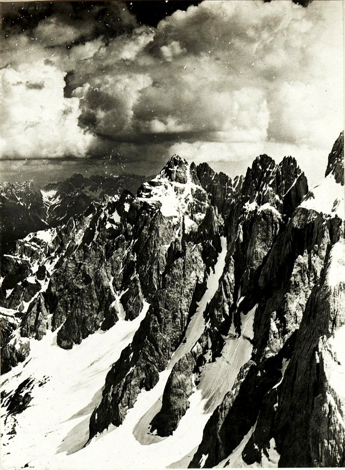 Standpunkt Rotwandspitze, Panorama von Kreuzbergsattel bis Demuet. Fortsetzung von Rotwand gegen Süden. (5.Teilbild zu WK1 ALB15 04036a).) (BildID 15420101)