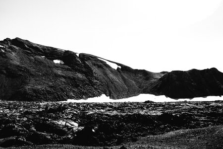 Rocks black and white snow