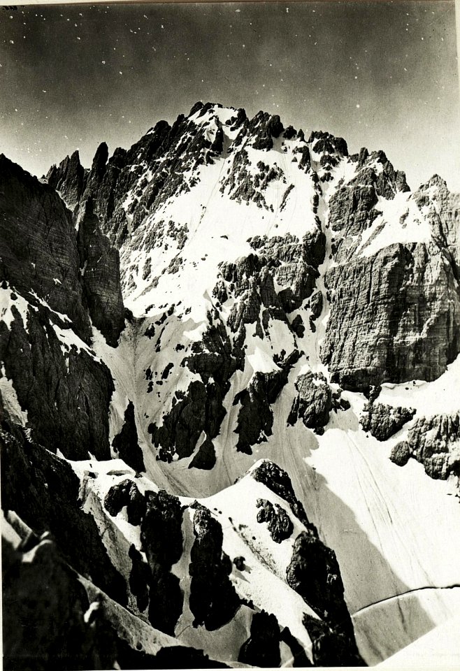 Standpunkt Wurzbachstellung, Panorama Rotwandspitzenstellung Plolar von Vinazerstellung. Fortsetzung Bartgrat, Elferkofel, Sentinellascharte (3.Teilbild zu WK1 ALB015 04038a) (BildID 15420129)