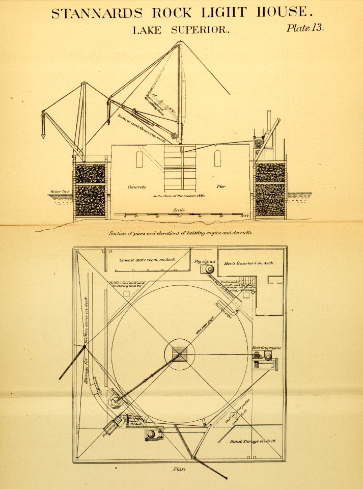 Stannard Rock Light cross-section and floor plan ppmsca.09356