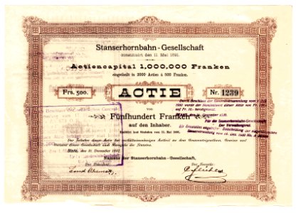 Stanserhornbahn-Gesellschaft 1892