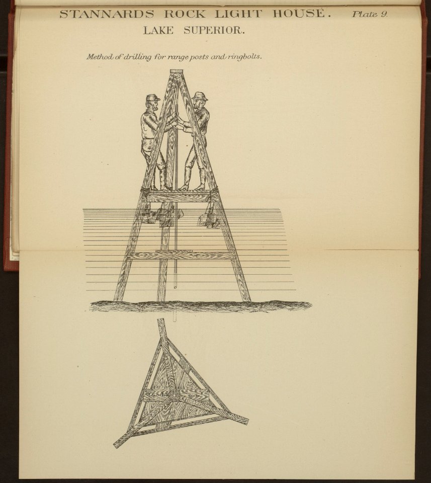 Stannard's Rock light house, Lake Superior; Method of drilling for range posts and ringbolts LCCN2005688355