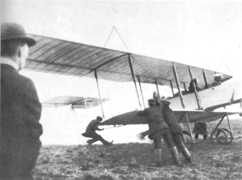 Start of biplane Farman by Ivanov S