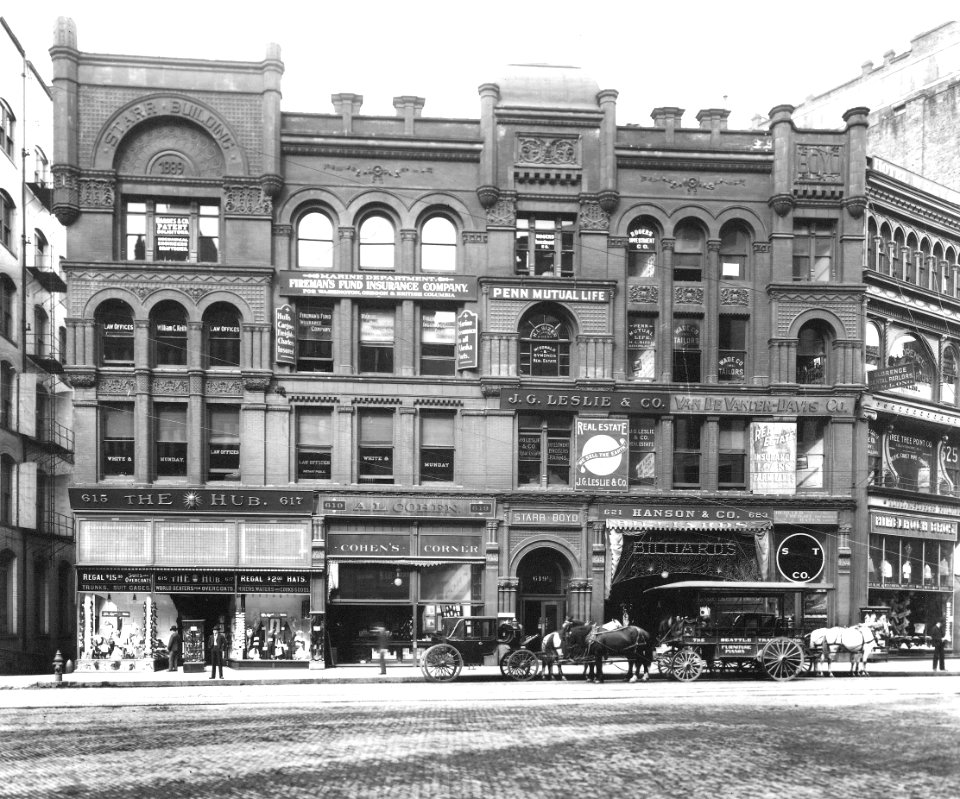 Starr-Boyd Building, 1st Ave and Cherry St, Seattle, 1906 (CURTIS 2037)