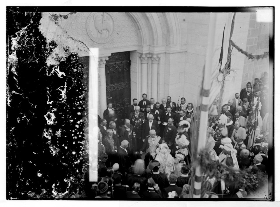 State visit to Jerusalem of Wilhelm II of Germany in 1898. Dedication ceremony at Church of the Redeemer. LOC matpc.04587