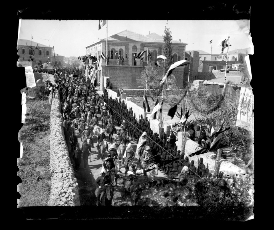 State visit to Jerusalem of Wilhelm II of Germany in 1898. General view of street procession LOC matpc.23293