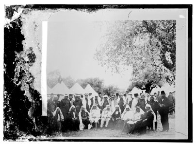 State visit to Jerusalem of Wilhelm II of Germany in 1898. Group of Turks and Arabs in front of tents. LOC matpc.04599