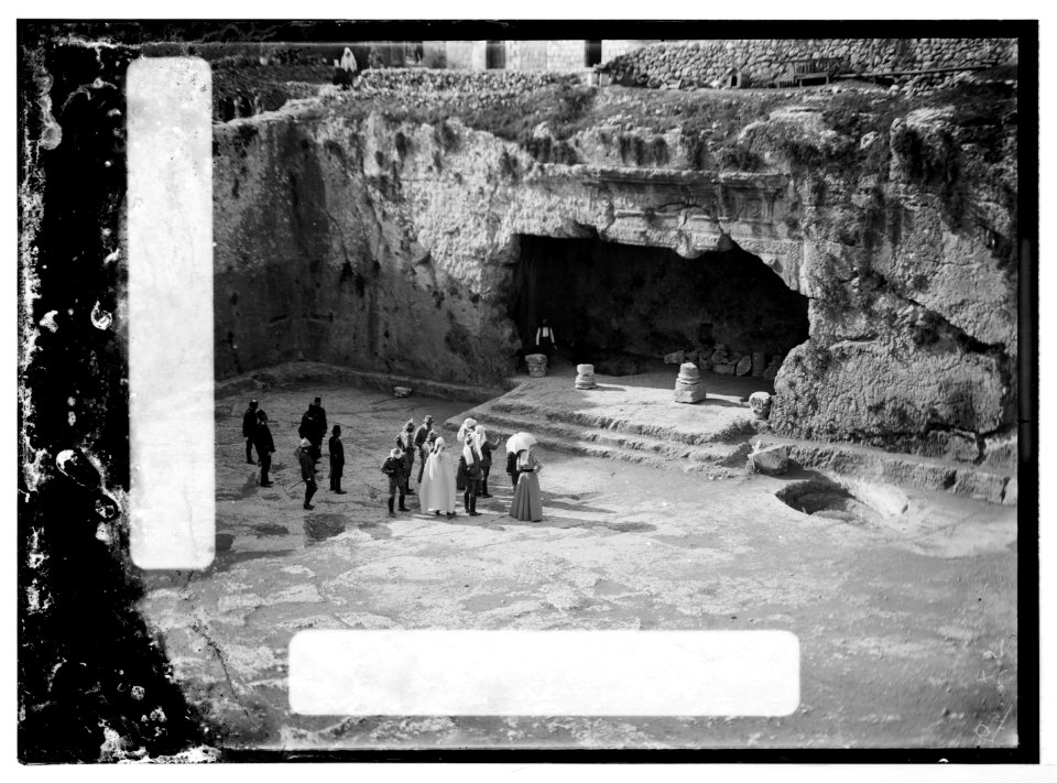 State visit to Jerusalem of Wilhelm II of Germany in 1898. Emperor and Empress at entrance to Tomb of Kings. LOC matpc.04604