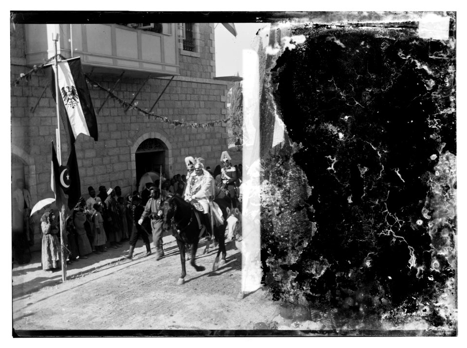 State visit to Jerusalem of Wilhelm II of Germany in 1898. Emperor in street procession. LOC matpc.04581