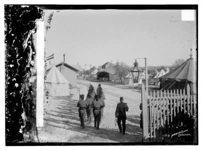 State visit to Jerusalem of Wilhelm II of Germany in 1898. Turkish guards at camp entrance. LOC matpc.04597